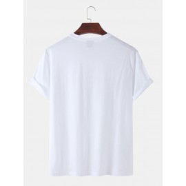 Mens Cartoon Expression Print Crew Neck Cotton Short Sleeve T-Shirts