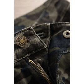 Camo Print Multi-Pockets Buttoned Men's Jeans