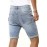 Sky Blue Skull Print Rolled Hem Ripped Men's Denim Shorts