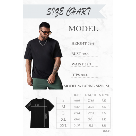 Black Skeleton Gesture Letter Print Men's Oversized Tee