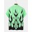 Mens Abstract Flame Print Button Up Short Sleeve Shirt